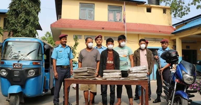 गाँजा बेच्ने ३ जना र उनीहरुलाई छुटाउन घुस दिने १ जना पक्राउ