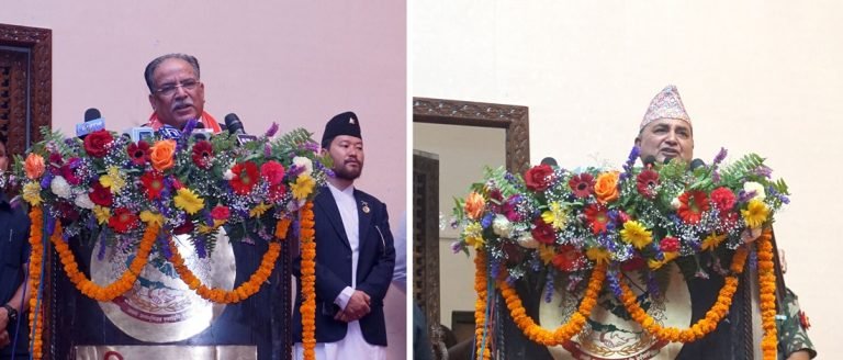 पार्टीमा विचार र सिद्धान्तको विषयमा प्रचण्ड र इश्वर पोखरलेबीच मञ्चमै घोचपेच