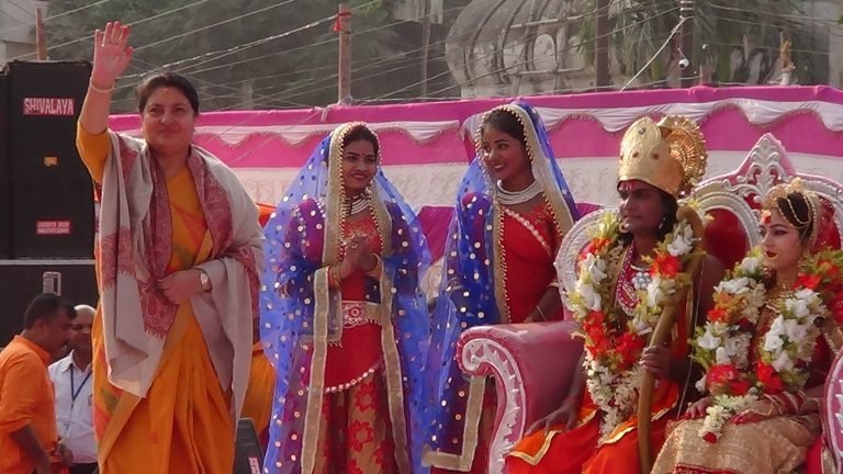 राष्ट्रपति भण्डारीद्वारा अयोध्याबाट आएका जन्तीको स्वागत