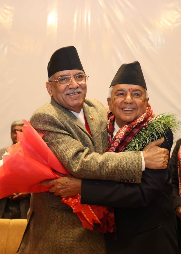राष्ट्रपतिमा निर्वाचित भएपछि रामचन्द्र पौडेललाई बालुवाटारमा स्वागत